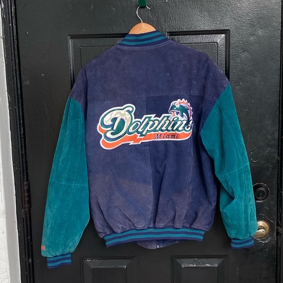 Vintage Miami Dolphins Suede Leather Jacket - Picture 3 of 8